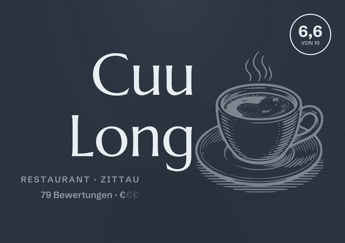 Illustriertes Poster von Cuu Long, Restaurant in Zittau: Bewertung 6,6 von 10 aus 79 Bewertungen, Preisniveau €