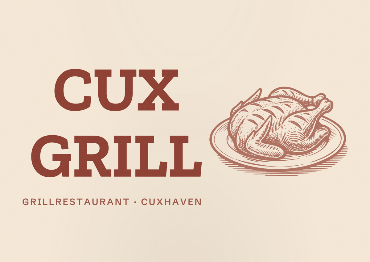 Illustriertes Poster von CUX GRILL, Grillrestaurant in Cuxhaven