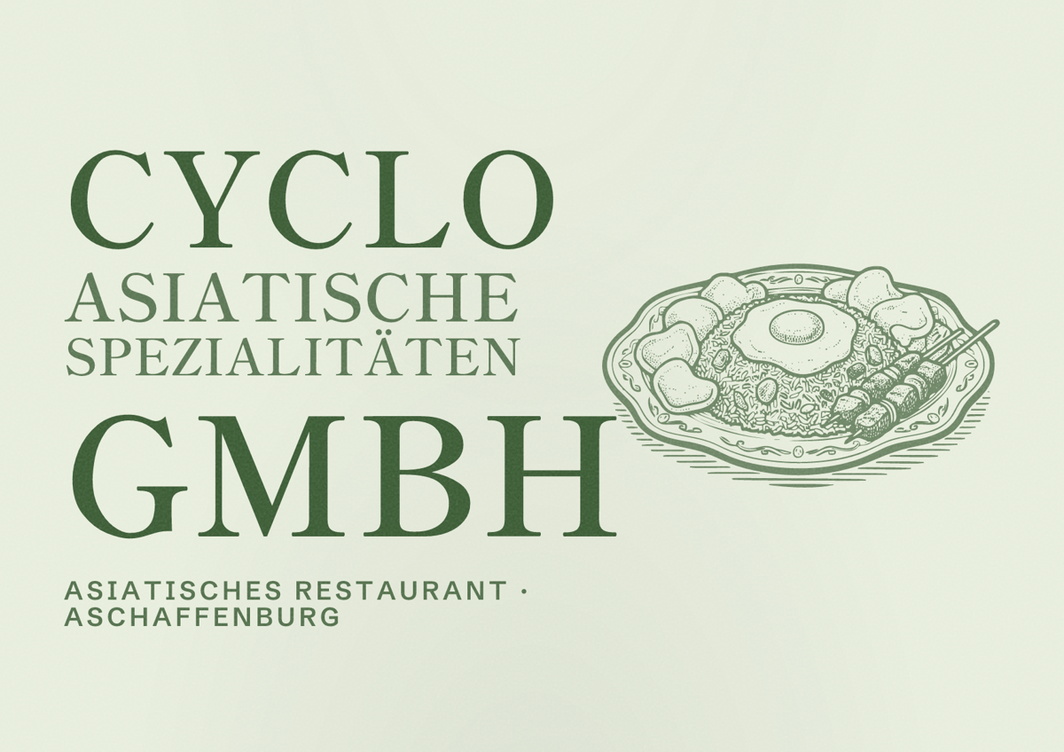 Illustriertes Poster von Cyclo Asiatische Spezialitäten GmbH, Asiatisches Restaurant in Aschaffenburg