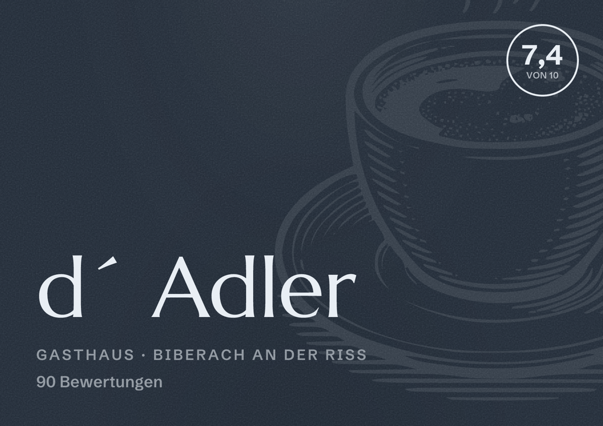 Illustriertes Poster von d´ Adler, Gasthaus in Biberach an der Riß: Bewertung 7,4 von 10 aus 90 Bewertungen