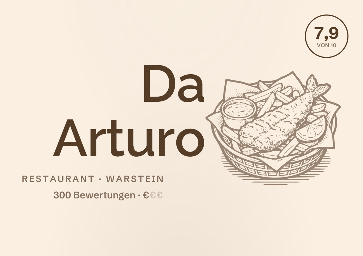 Illustriertes Poster von Da Arturo, Restaurant in Warstein: Bewertung 7,9 von 10 aus 300 Bewertungen, Preisniveau €