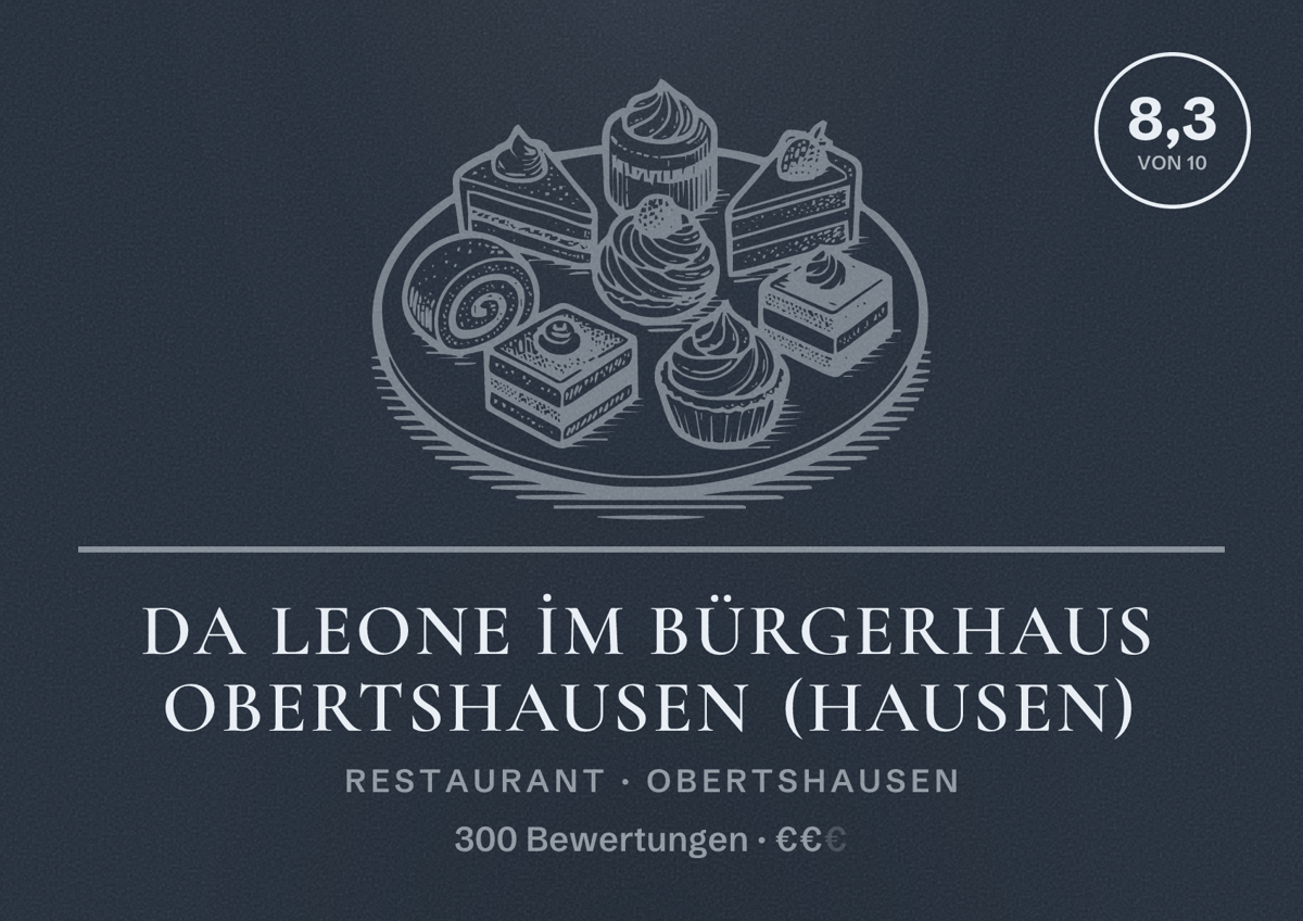 Illustriertes Poster von Da Leone İm Bürgerhaus Obertshausen (Hausen), Restaurant in Obertshausen: Bewertung 8,3 von 10 aus 300 Bewertungen, Preisniveau €€