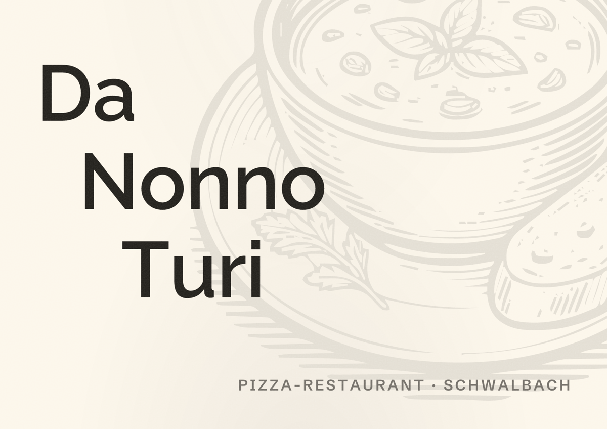 Illustriertes Poster von Da Nonno Turi, Pizza-Restaurant in Schwalbach
