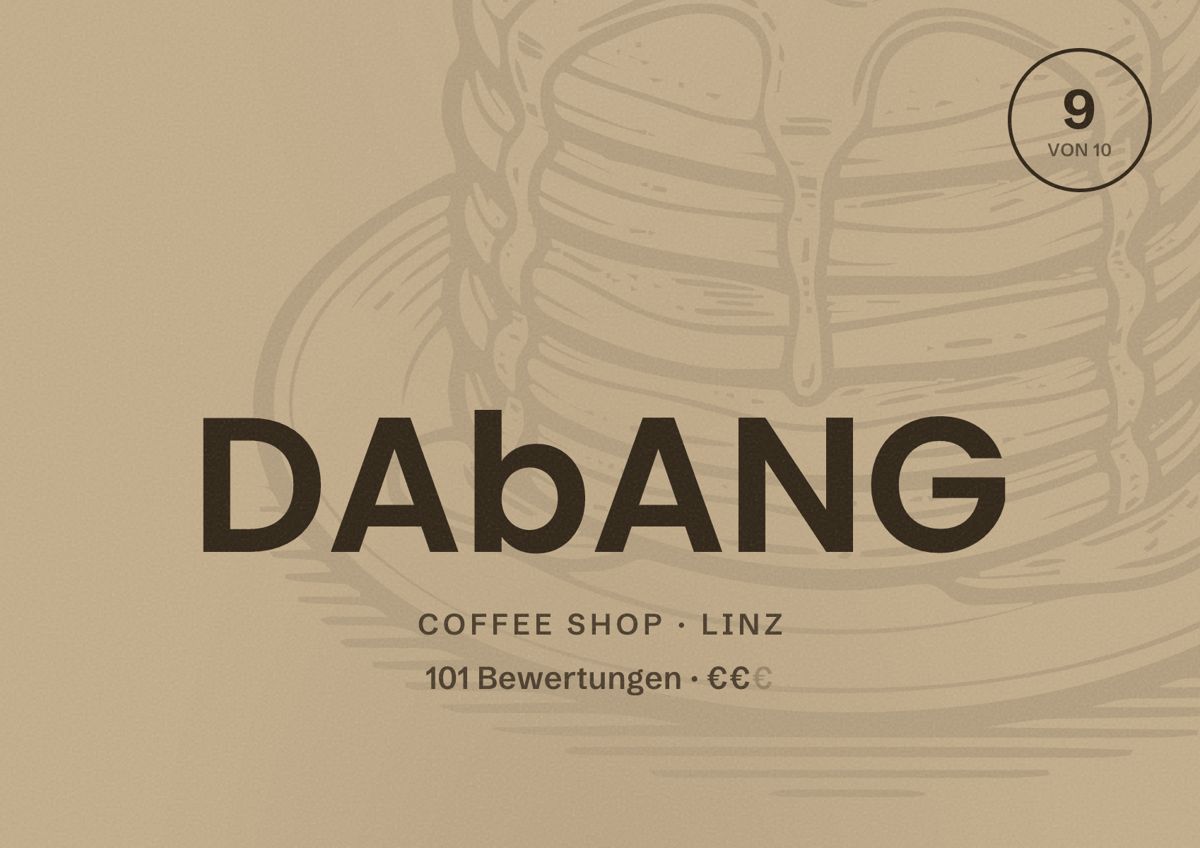 Illustriertes Poster von DAbANG, Coffee Shop in Linz: Bewertung 9 von 10 aus 101 Bewertungen, Preisniveau €€