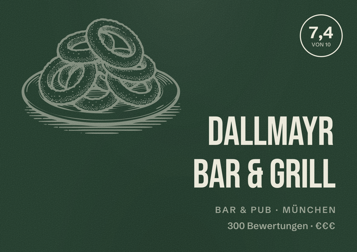 Illustriertes Poster von Dallmayr Bar & Grill, Bar & Pub in München: Bewertung 7,4 von 10 aus 300 Bewertungen, Preisniveau €€€