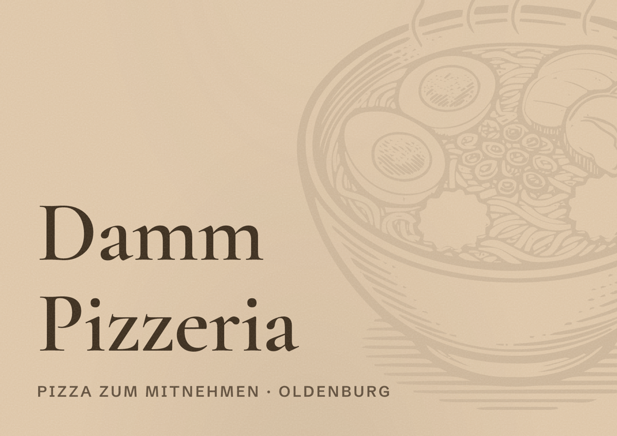 Illustriertes Poster von Damm Pizzeria, Pizza zum Mitnehmen in Oldenburg