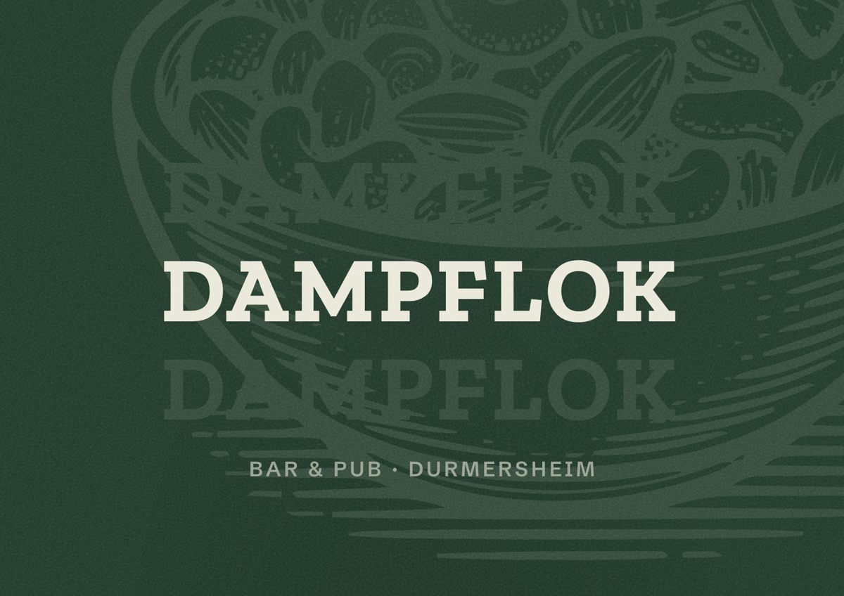 Illustriertes Poster von Dampflok, Bar & Pub in Durmersheim