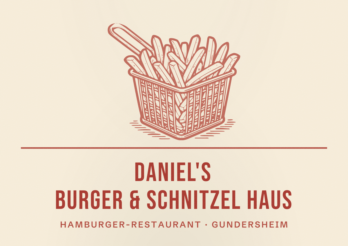 Illustriertes Poster von Daniel's Burger & Schnitzel Haus, Hamburger-Restaurant in Gundersheim