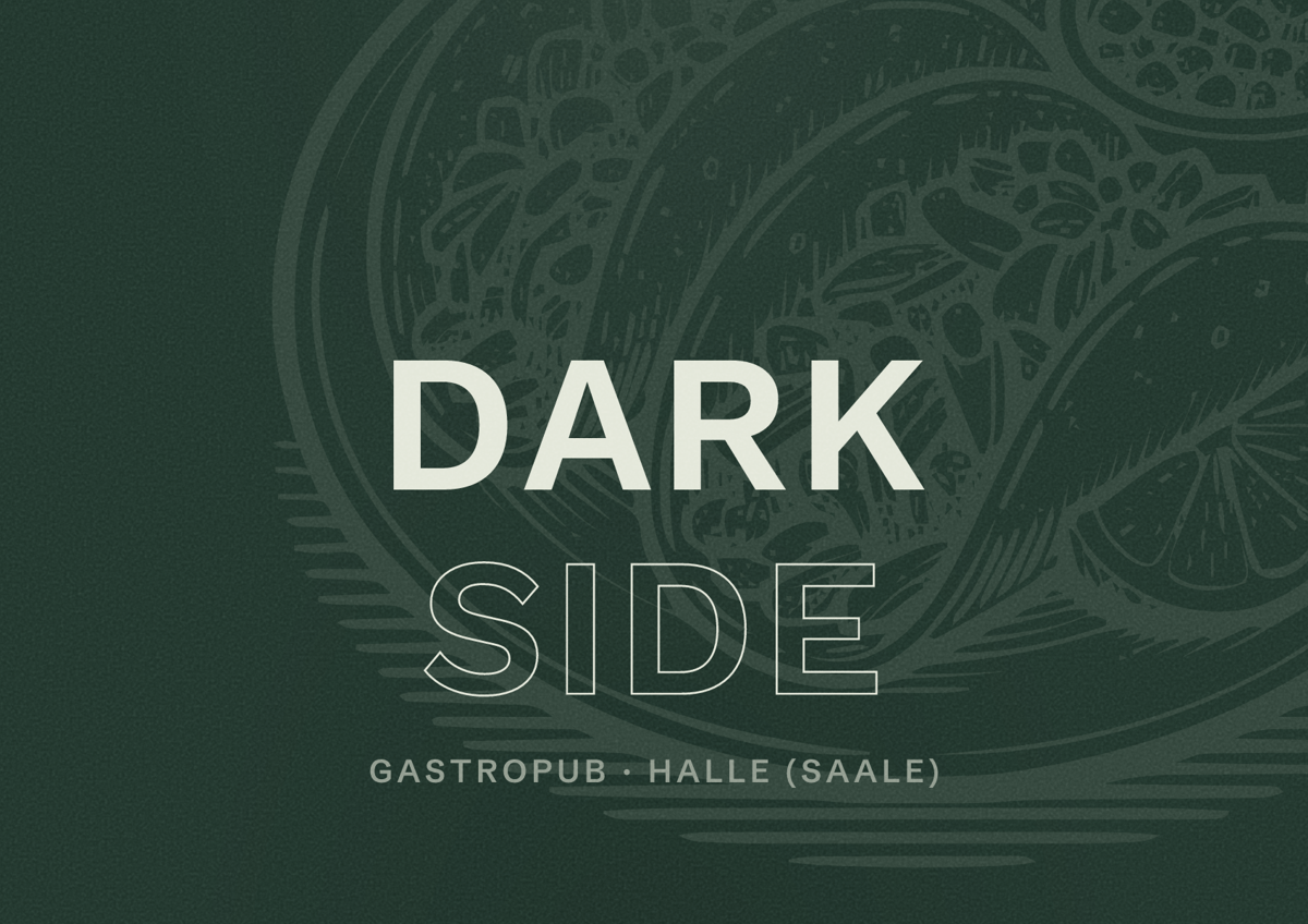 Illustriertes Poster von Dark Side, Gastropub in Halle (Saale)