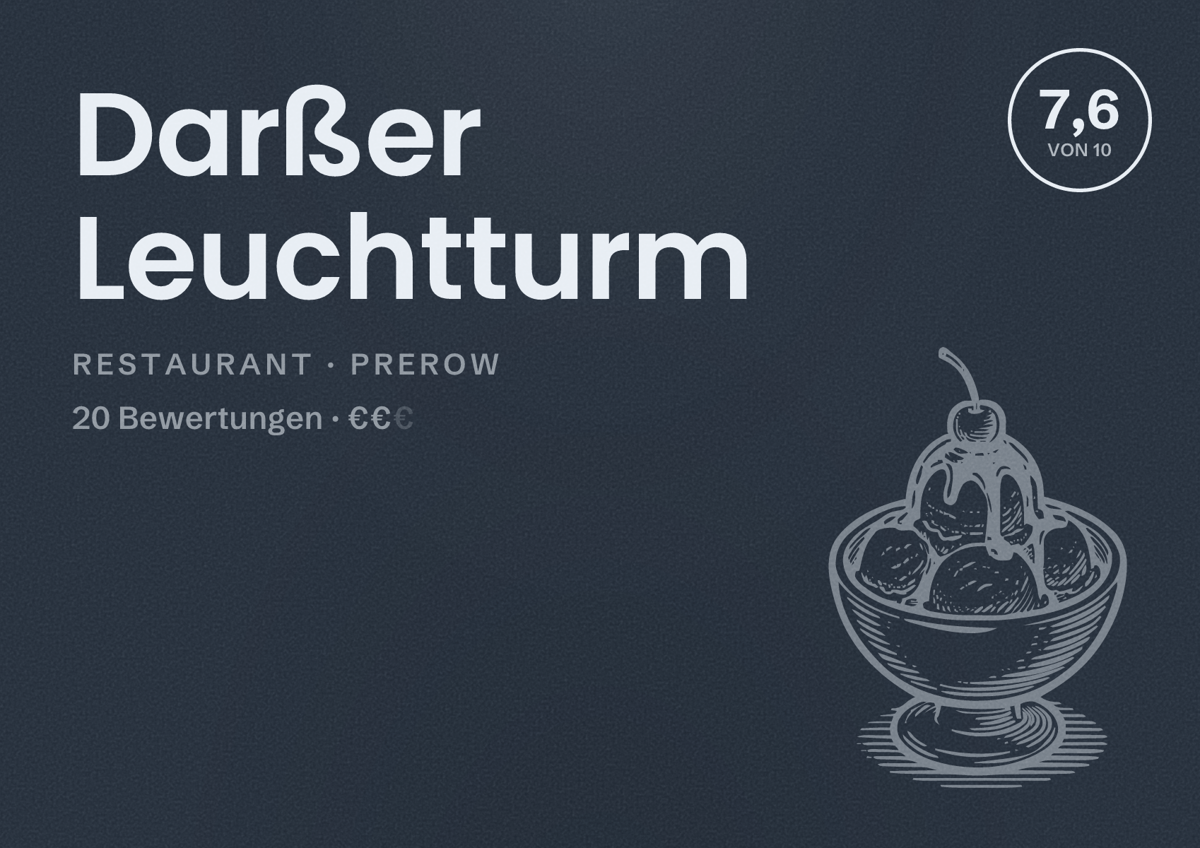 Illustriertes Poster von Darßer Leuchtturm, Restaurant in Prerow: Bewertung 7,6 von 10 aus 20 Bewertungen, Preisniveau €€