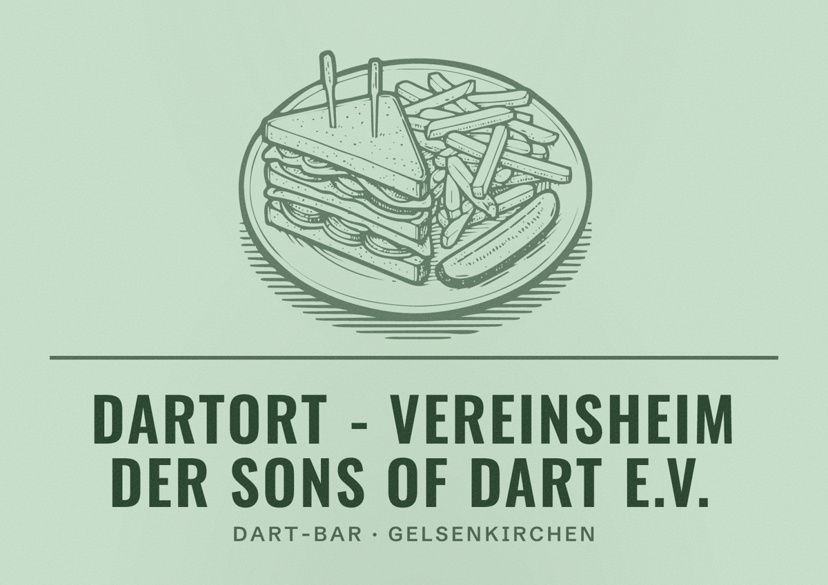 Illustriertes Poster von dartort - Vereinsheim der Sons of Dart e.V., Dart-Bar in Gelsenkirchen