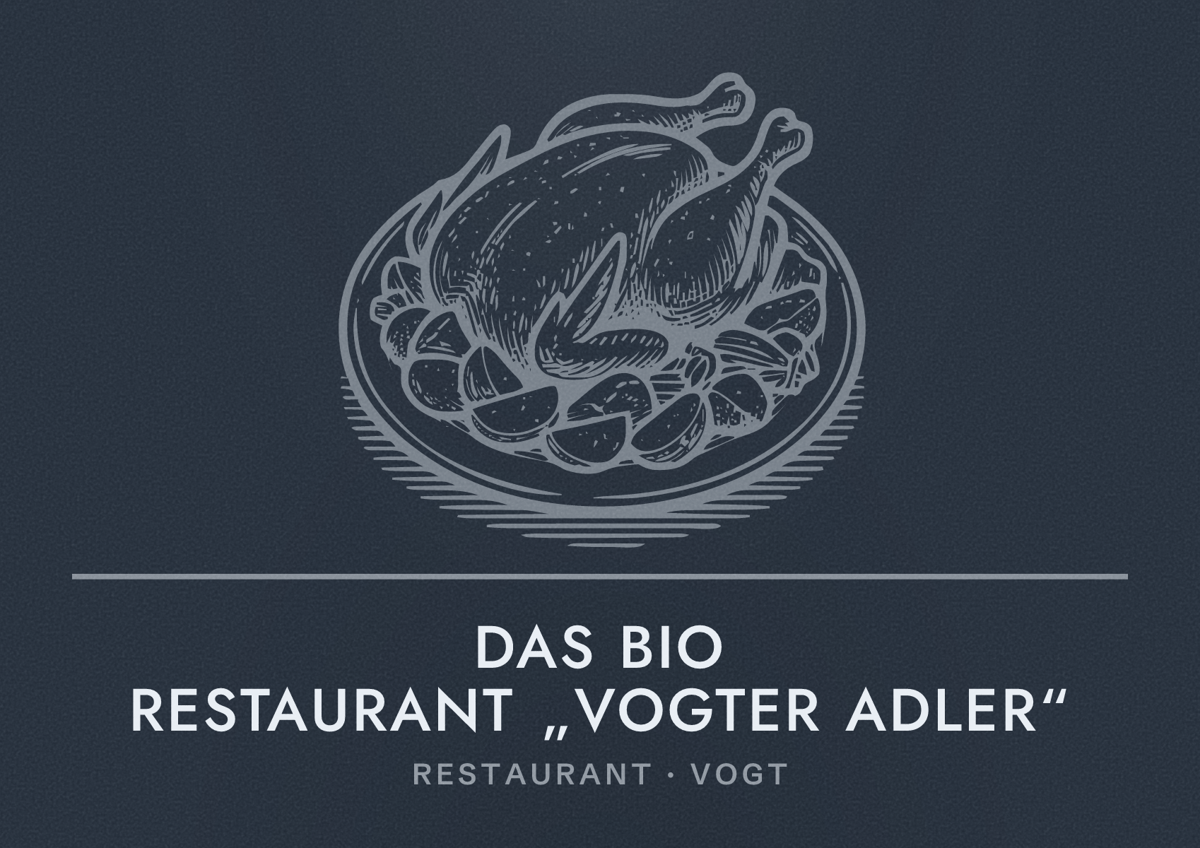 Illustriertes Poster von Das Bio Restaurant „Vogter Adler“, Restaurant in Vogt