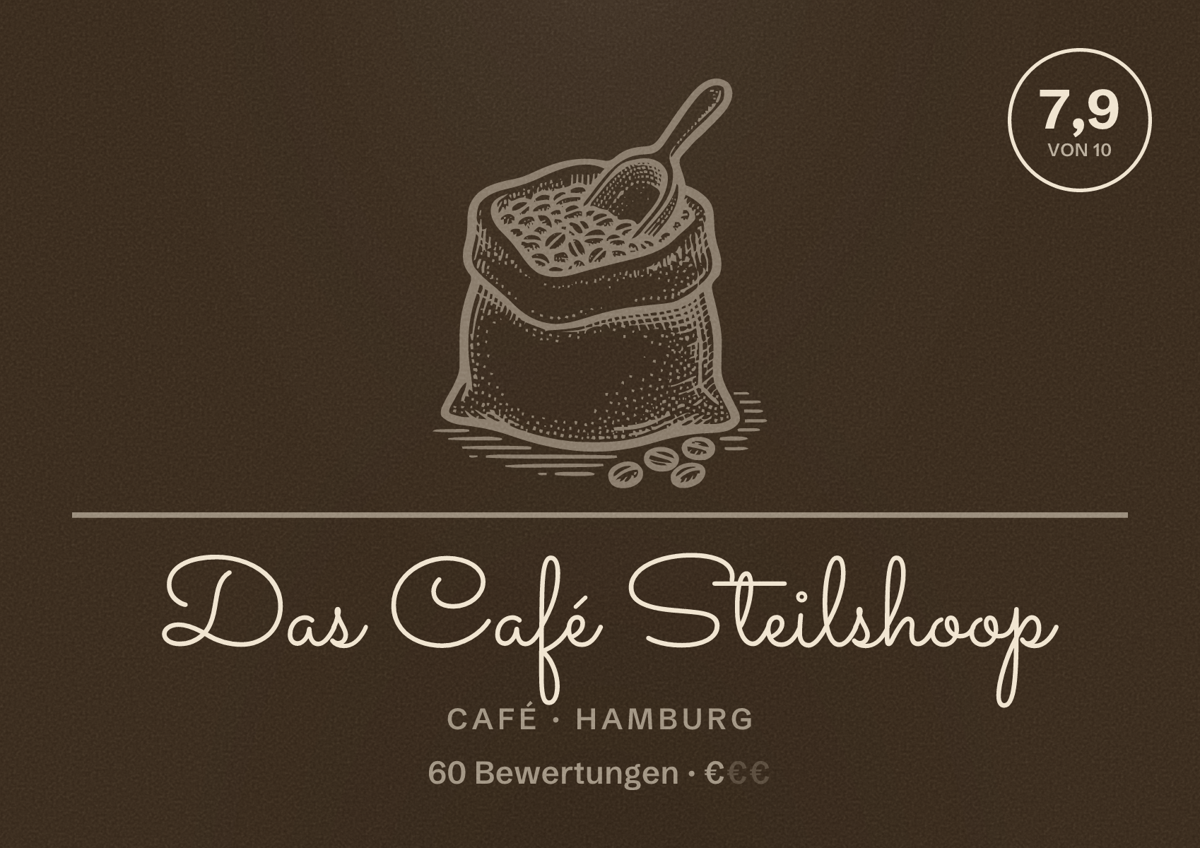 Illustriertes Poster von Das Café Steilshoop, Café in Hamburg: Bewertung 7,9 von 10 aus 60 Bewertungen, Preisniveau €