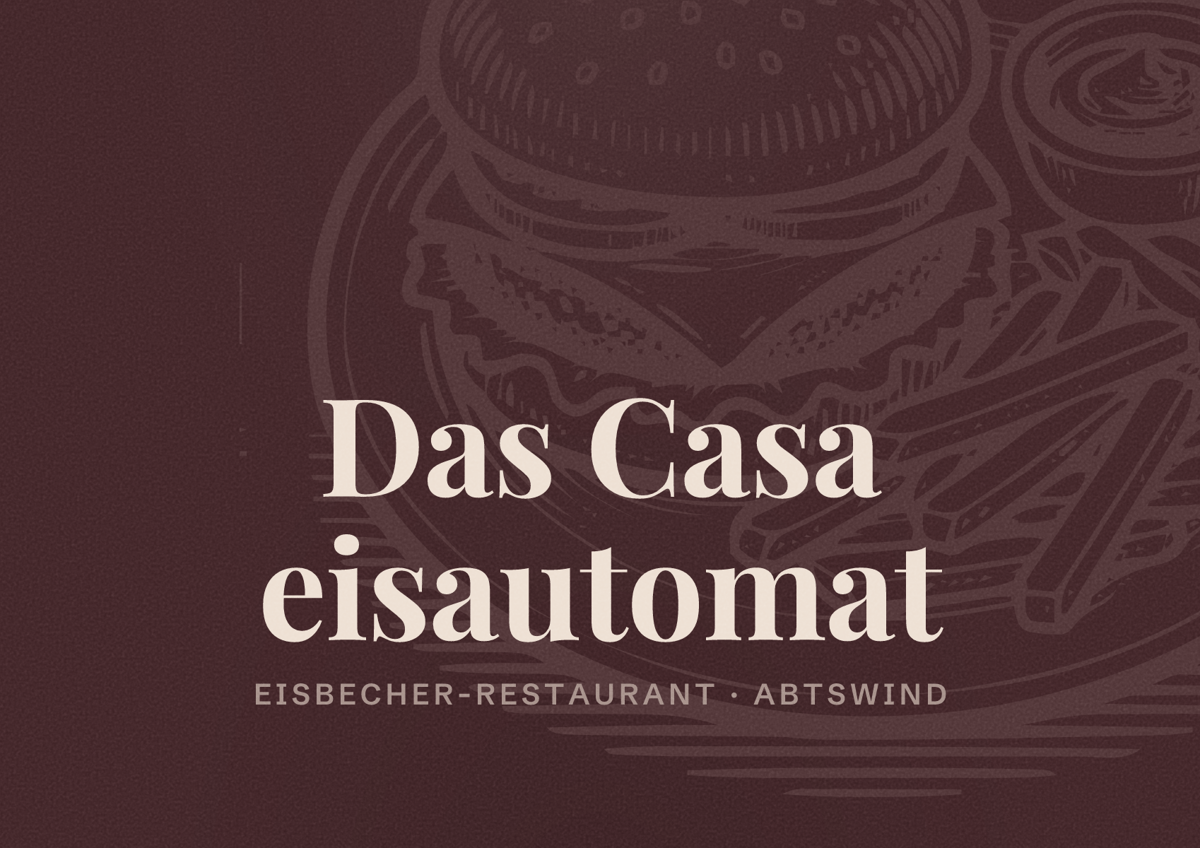 Illustriertes Poster von Das Casa eisautomat, Eisbecher-Restaurant in Abtswind