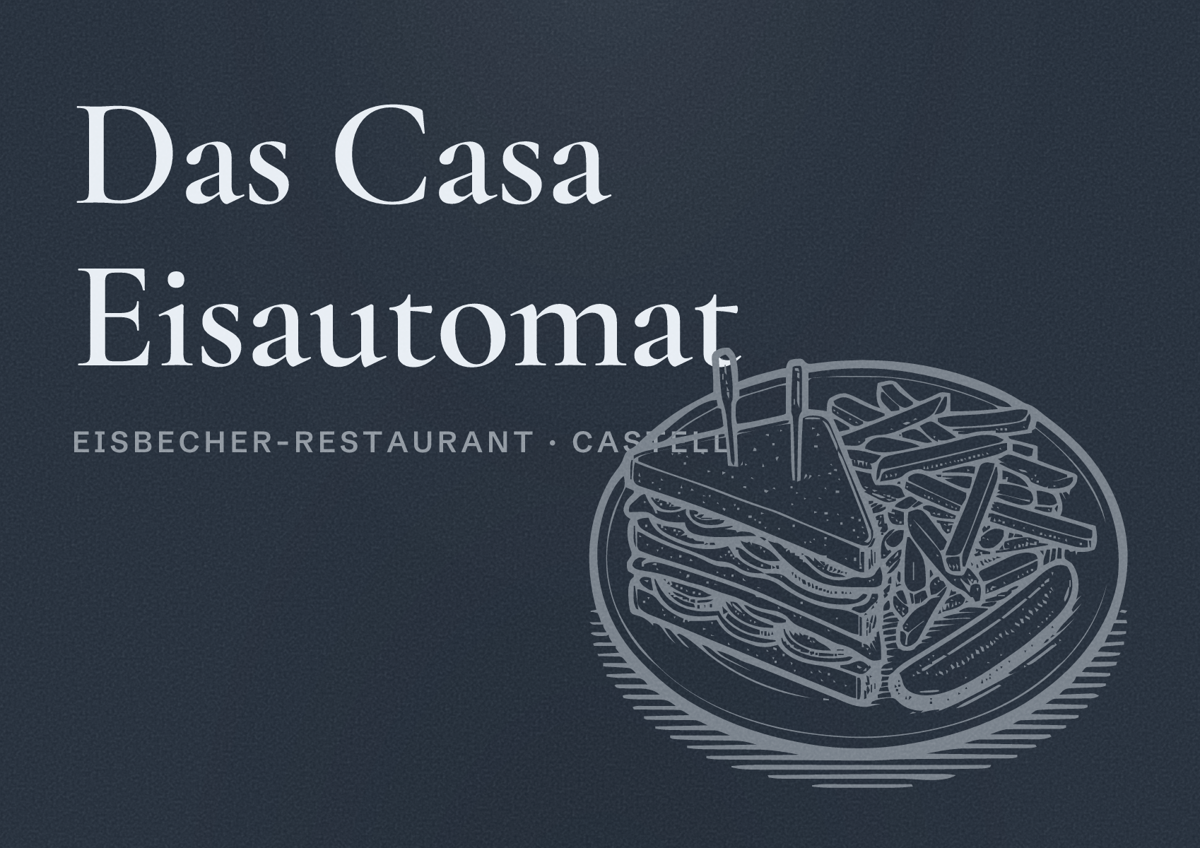 Illustriertes Poster von Das Casa Eisautomat, Eisbecher-Restaurant in Castell