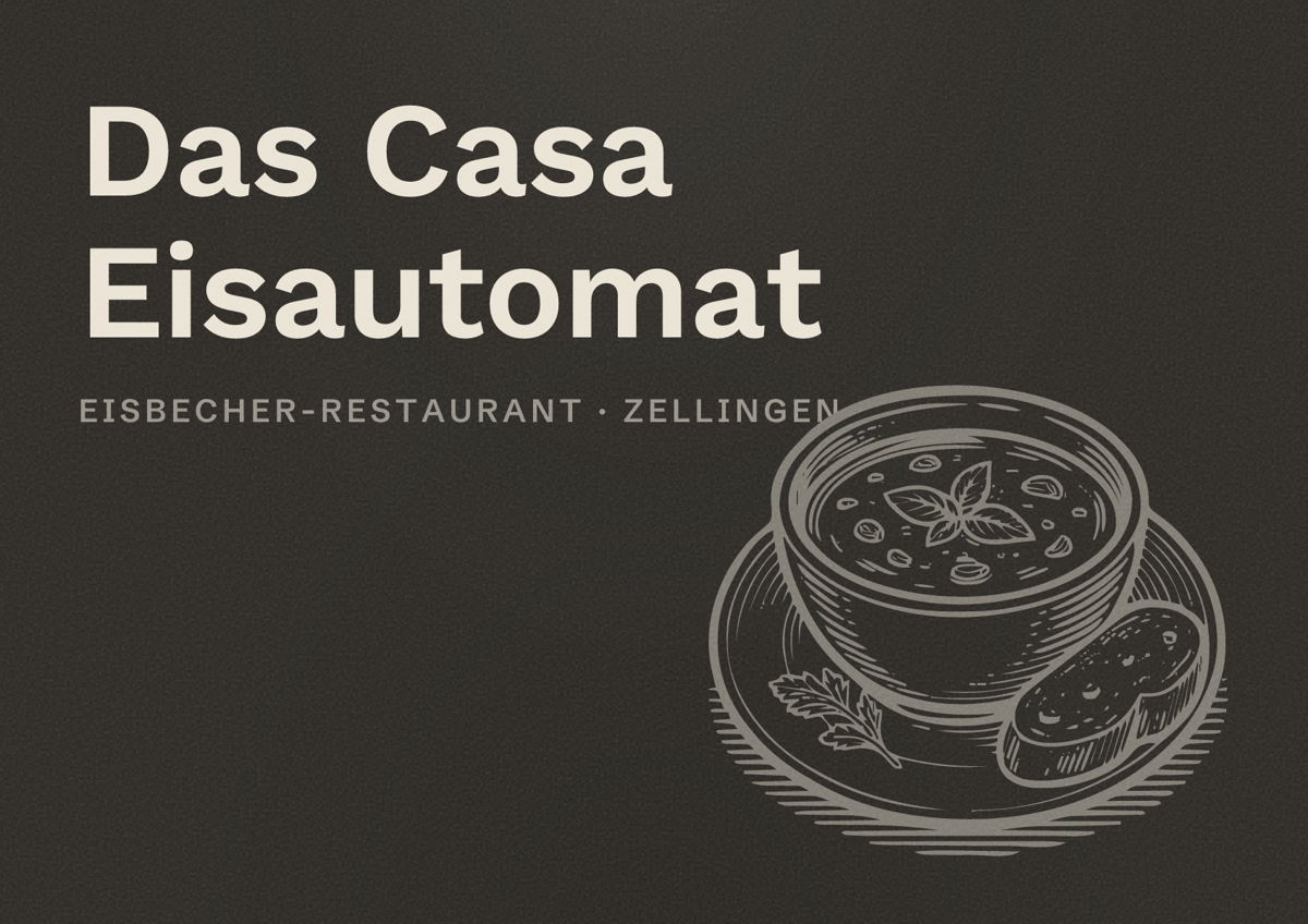 Illustriertes Poster von Das Casa Eisautomat, Eisbecher-Restaurant in Zellingen
