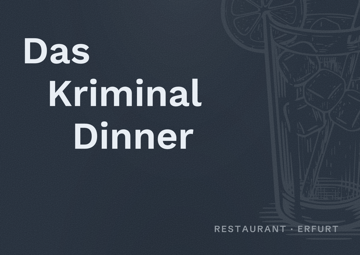 Illustriertes Poster von Das Kriminal Dinner, Restaurant in Erfurt