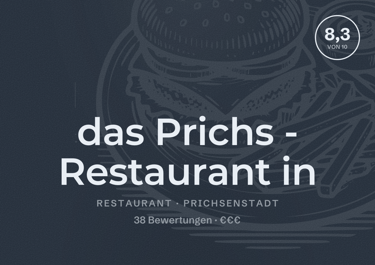 Illustriertes Poster von das Prichs - Restaurant in, Restaurant in Prichsenstadt: Bewertung 8,3 von 10 aus 38 Bewertungen, Preisniveau €€€