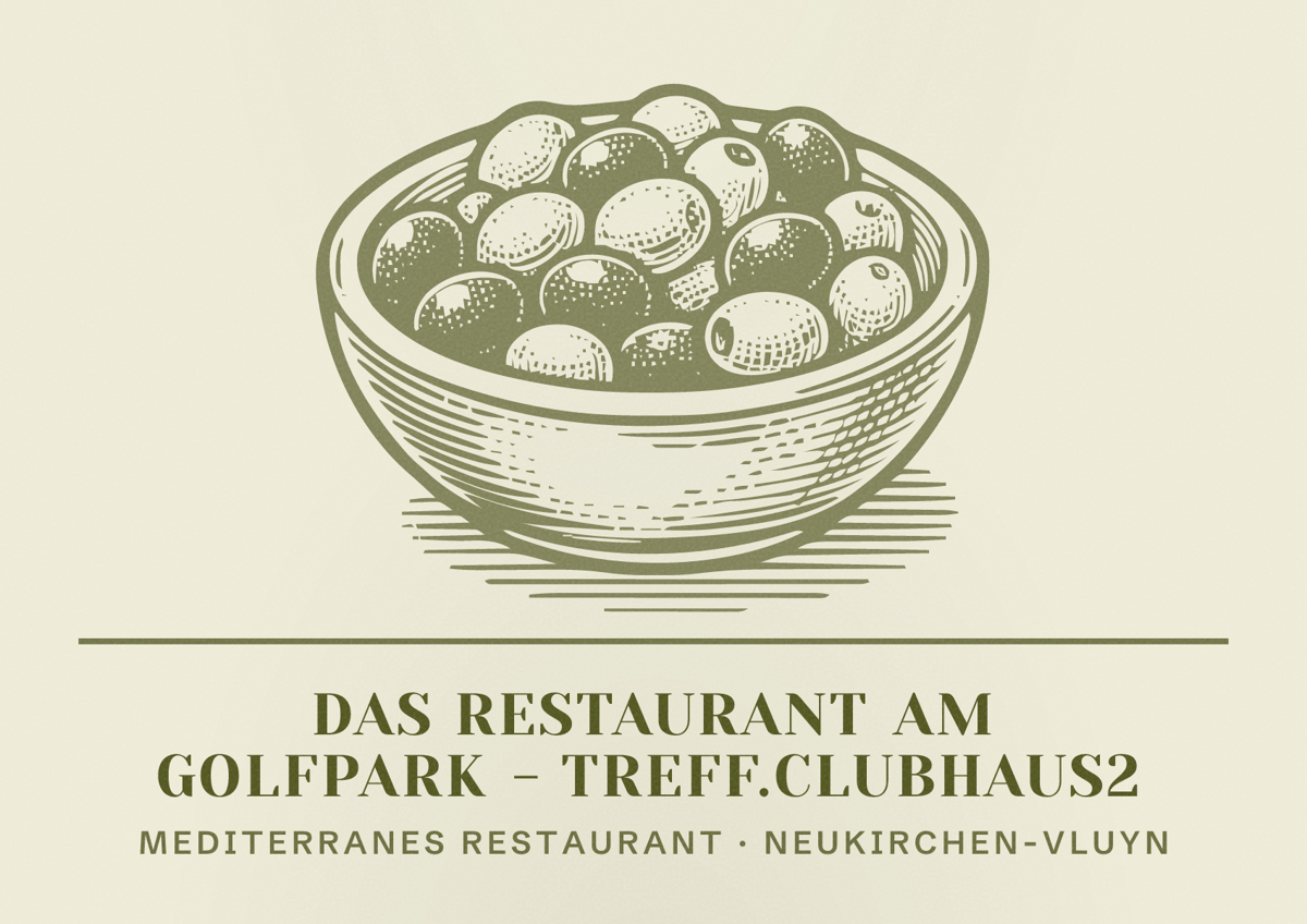 Illustriertes Poster von DAS RESTAURANT am Golfpark - Treff.Clubhaus2, Mediterranes Restaurant in Neukirchen-Vluyn