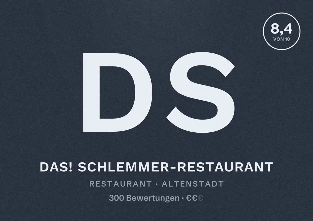 Illustriertes Poster von DAS! Schlemmer-Restaurant, Restaurant in Altenstadt: Bewertung 8,4 von 10 aus 300 Bewertungen, Preisniveau €€