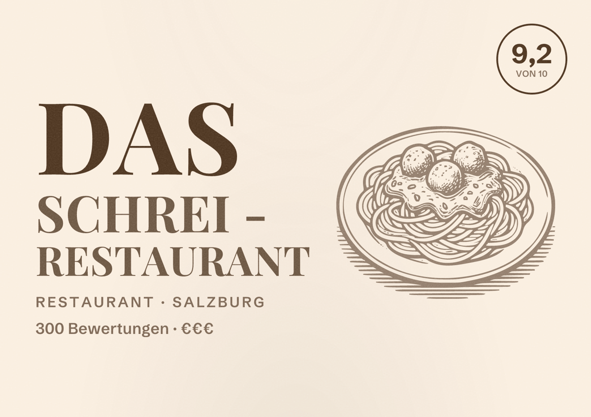 Illustriertes Poster von das Schrei - Restaurant, Restaurant in Salzburg: Bewertung 9,2 von 10 aus 300 Bewertungen, Preisniveau €€€