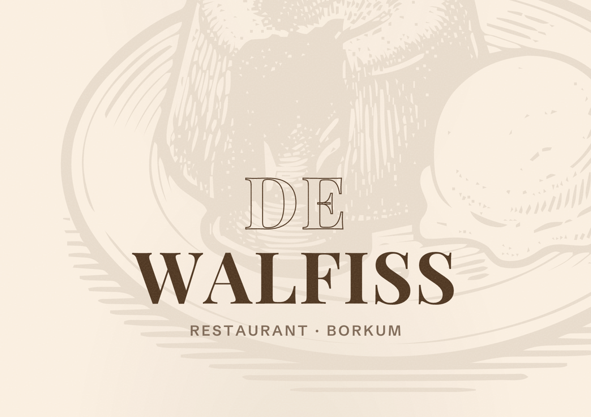 Illustriertes Poster von de Walfiss, Restaurant in Borkum