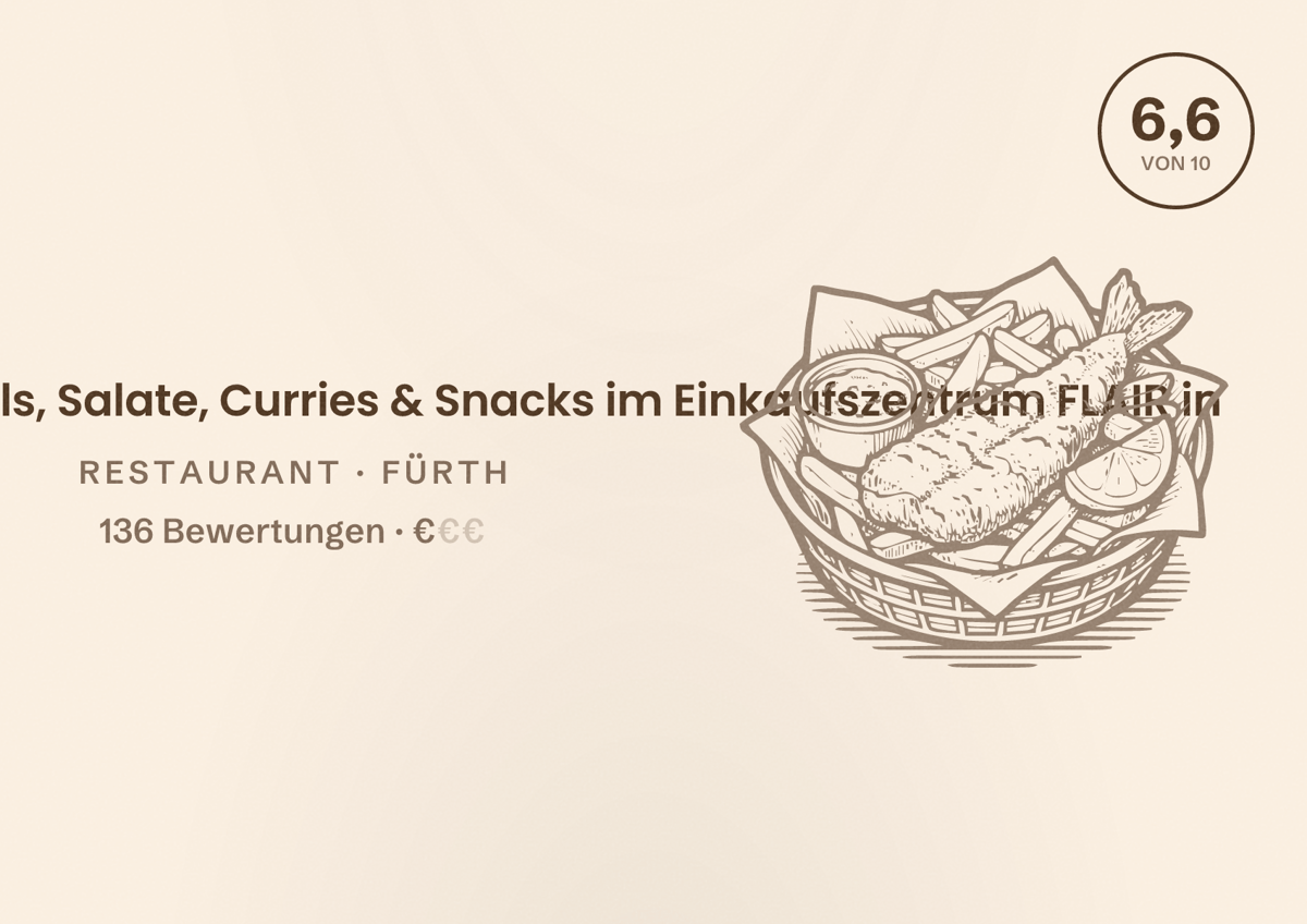 Illustriertes Poster von dean&david | Bowls, Salate, Curries & Snacks im Einkaufszentrum FLAIR in, Restaurant in Fürth: Bewertung 6,6 von 10 aus 136 Bewertungen, Preisniveau €