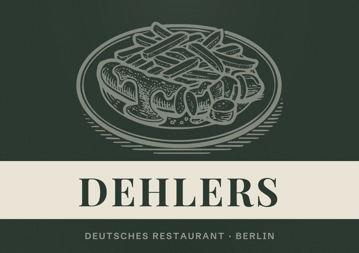 Illustriertes Poster von Dehlers, Deutsches Restaurant in Berlin