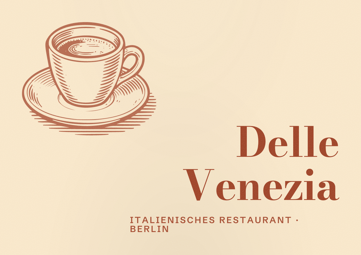 Illustriertes Poster von Delle Venezia, Italienisches Restaurant in Berlin