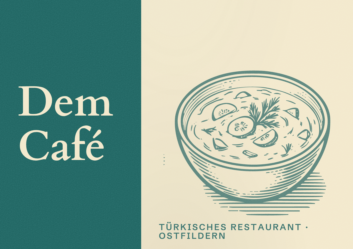 Illustriertes Poster von Dem Café, Türkisches Restaurant in Ostfildern