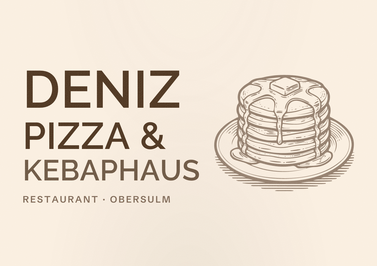 Illustriertes Poster von Deniz Pizza & Kebaphaus, Restaurant in Obersulm