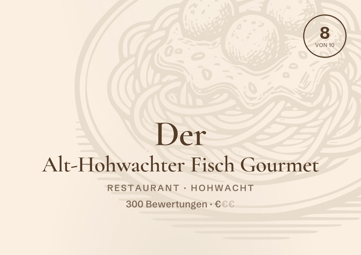 Illustriertes Poster von Der Alt-Hohwachter Fisch Gourmet, Restaurant in Hohwacht: Bewertung 8 von 10 aus 300 Bewertungen, Preisniveau €