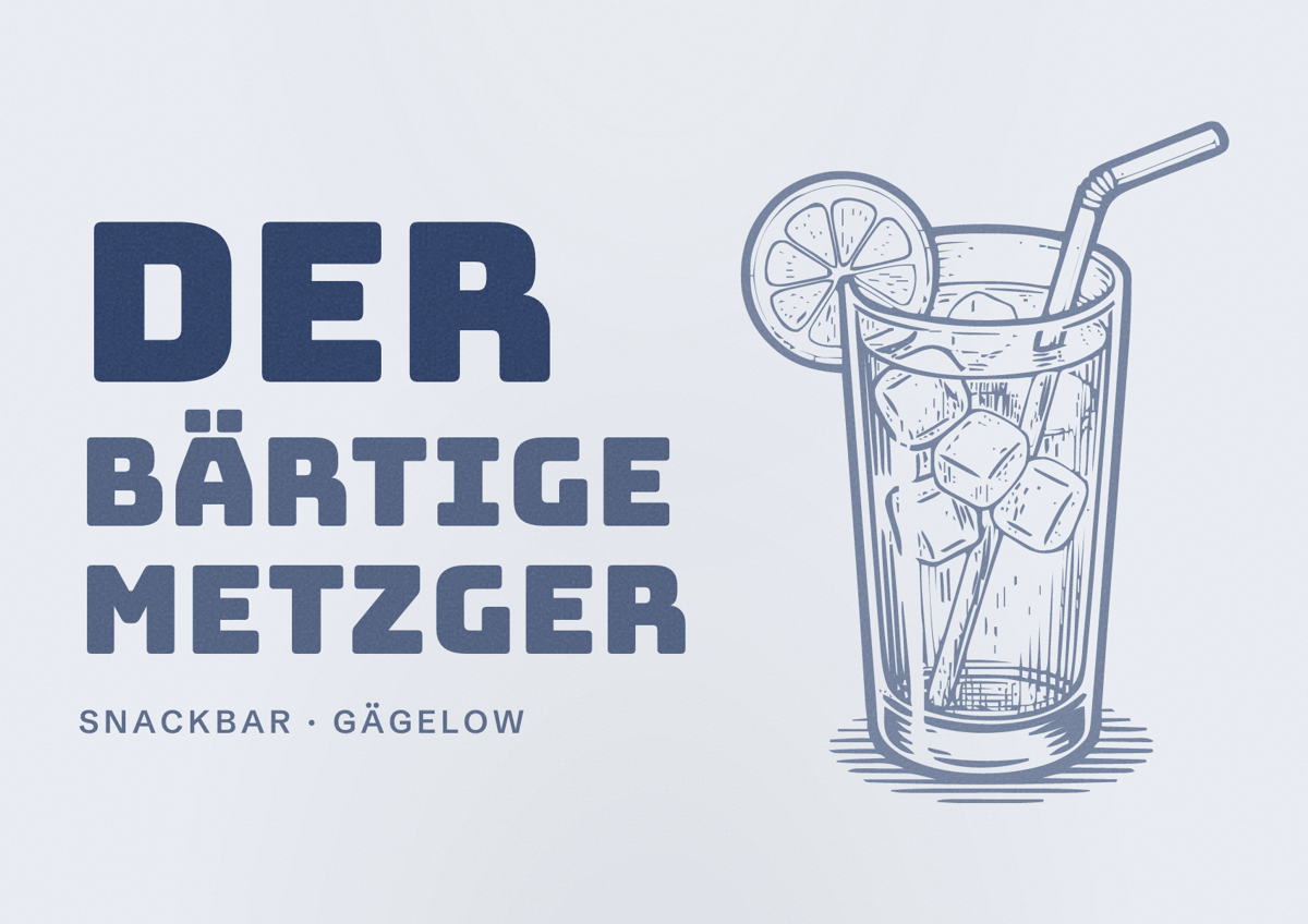 Illustriertes Poster von Der bärtige Metzger, Snackbar in Gägelow