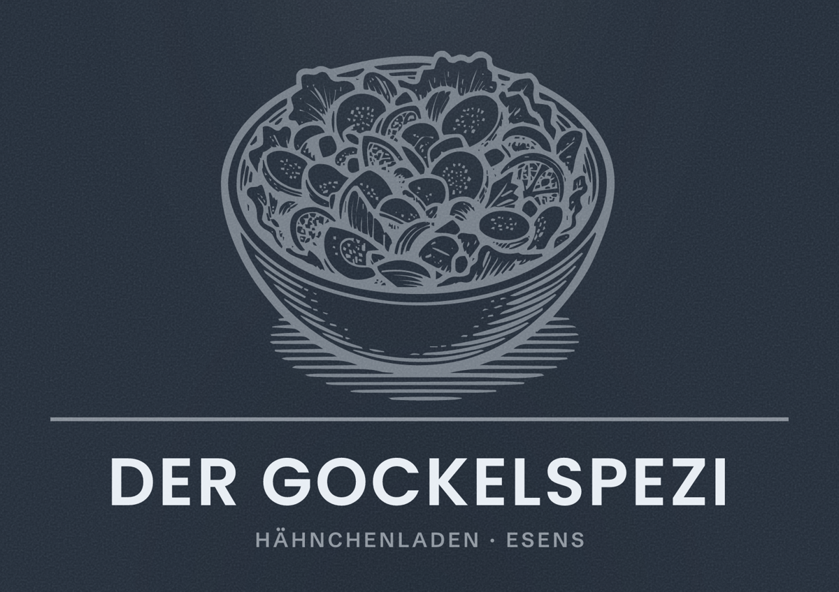 Illustriertes Poster von Der Gockelspezi, Hähnchenladen in Esens