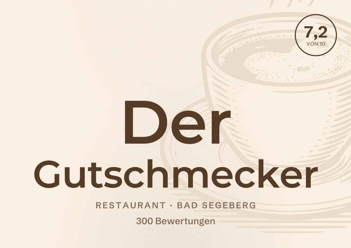 Illustriertes Poster von Der Gutschmecker, Restaurant in Bad Segeberg: Bewertung 7,2 von 10 aus 300 Bewertungen