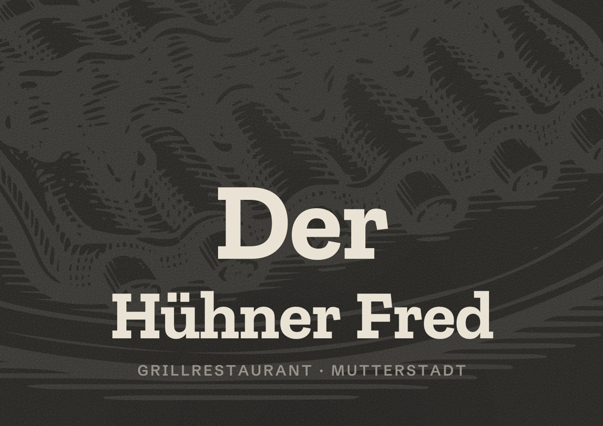 Illustriertes Poster von Der Hühner Fred, Grillrestaurant in Mutterstadt