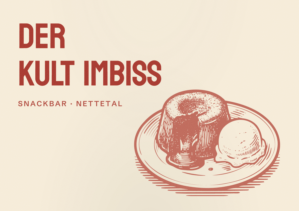 Illustriertes Poster von Der Kult Imbiss, Snackbar in Nettetal