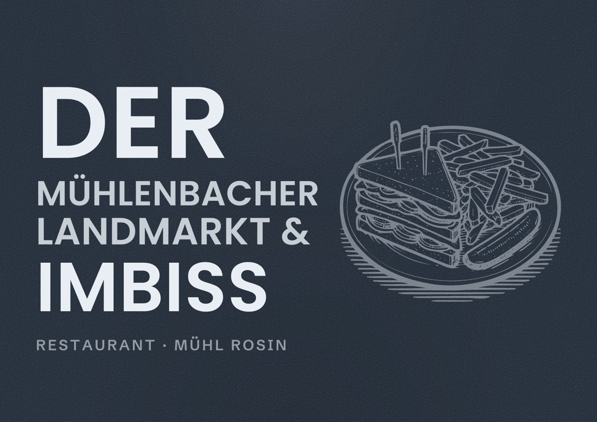 Illustriertes Poster von Der Mühlenbacher Landmarkt & Imbiss, Restaurant in Mühl Rosin