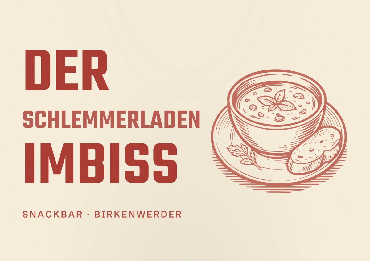 Illustriertes Poster von Der Schlemmerladen Imbiss, Snackbar in Birkenwerder