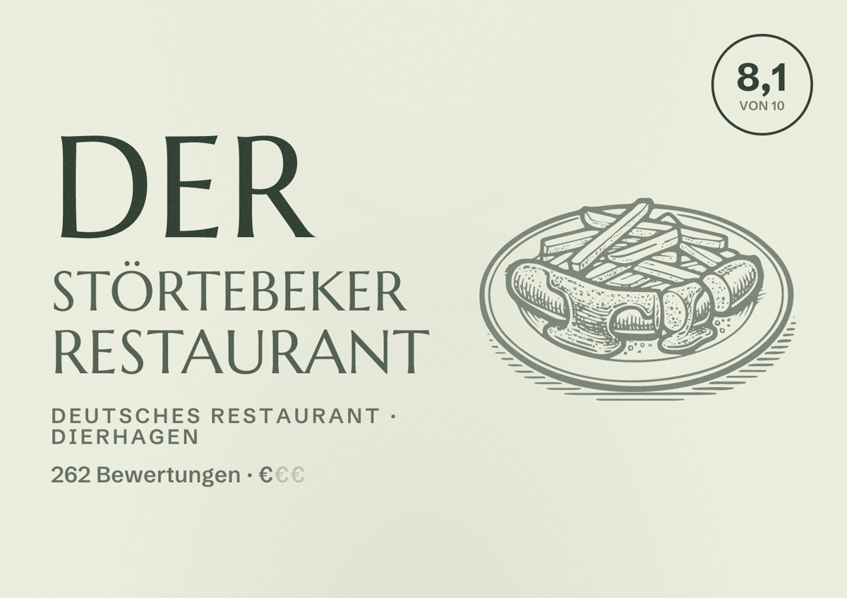 Illustriertes Poster von Der Störtebeker Restaurant, Deutsches Restaurant in Dierhagen: Bewertung 8,1 von 10 aus 262 Bewertungen, Preisniveau €