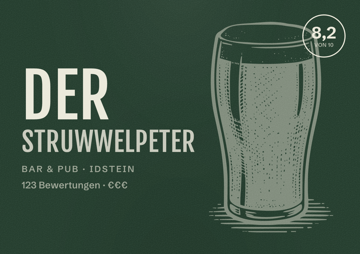 Illustriertes Poster von Der Struwwelpeter, Bar & Pub in Idstein: Bewertung 8,2 von 10 aus 123 Bewertungen, Preisniveau €€€