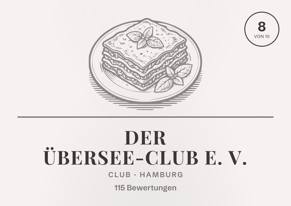 Illustriertes Poster von Der Übersee-Club e. V., Club in Hamburg: Bewertung 8 von 10 aus 115 Bewertungen