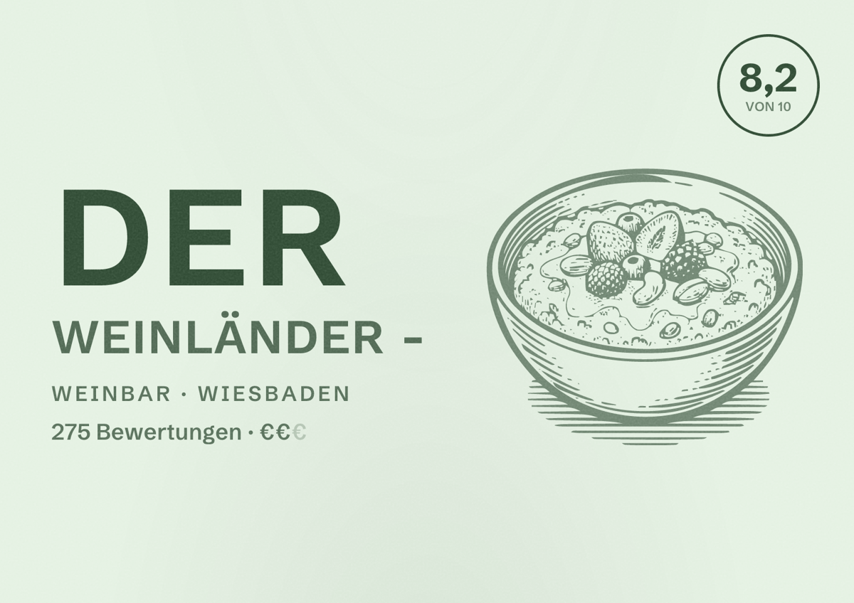 Illustriertes Poster von Der WEINLÄNDER -, Weinbar in Wiesbaden: Bewertung 8,2 von 10 aus 275 Bewertungen, Preisniveau €€