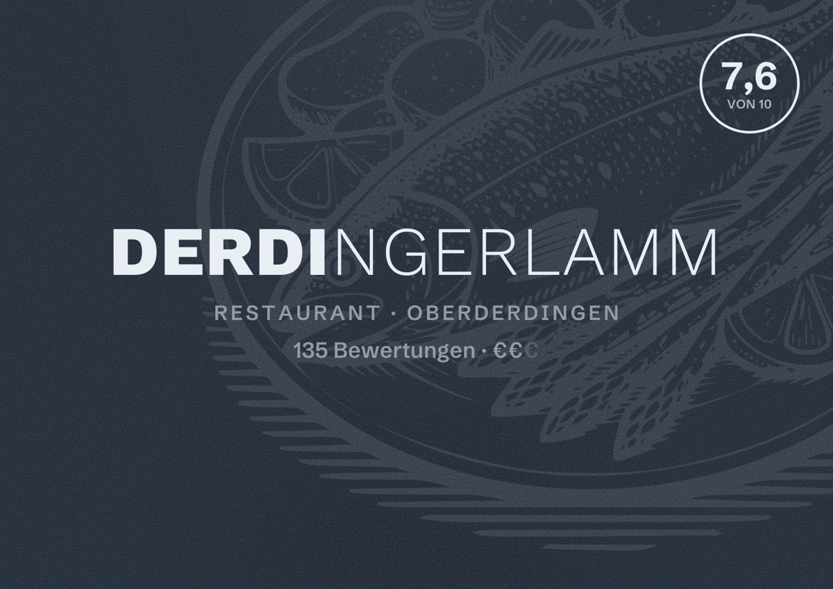 Illustriertes Poster von DerdingerLamm, Restaurant in Oberderdingen: Bewertung 7,6 von 10 aus 135 Bewertungen, Preisniveau €€