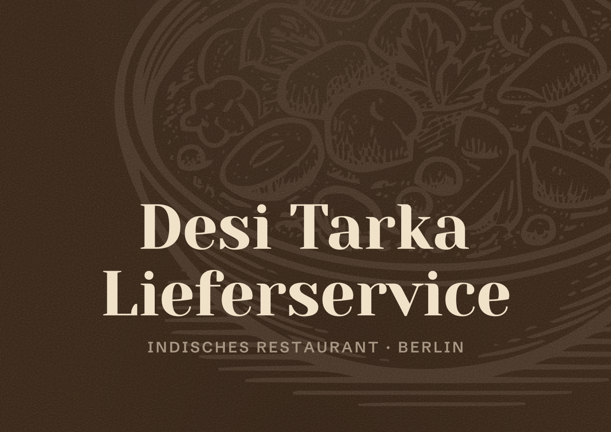 Illustriertes Poster von Desi Tarka Lieferservice, Indisches Restaurant in Berlin