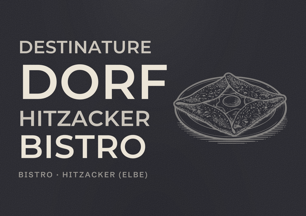Illustriertes Poster von destinature Dorf Hitzacker Bistro, Bistro in Hitzacker (Elbe)