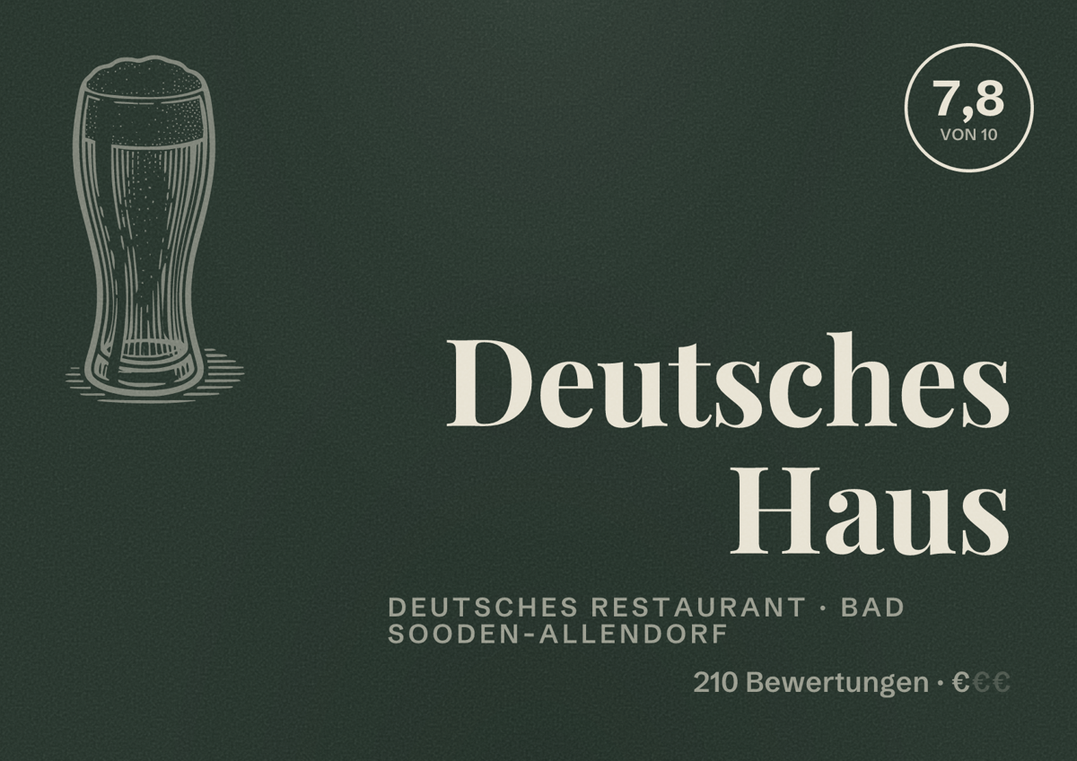 Illustriertes Poster von Deutsches Haus, Deutsches Restaurant in Bad Sooden-Allendorf: Bewertung 7,8 von 10 aus 210 Bewertungen, Preisniveau €
