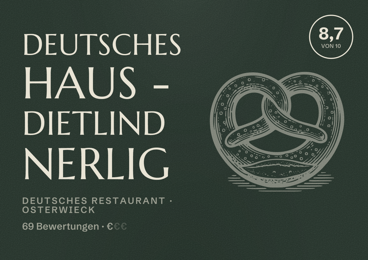 Illustriertes Poster von Deutsches Haus - Dietlind Nerlig, Deutsches Restaurant in Osterwieck: Bewertung 8,7 von 10 aus 69 Bewertungen, Preisniveau €