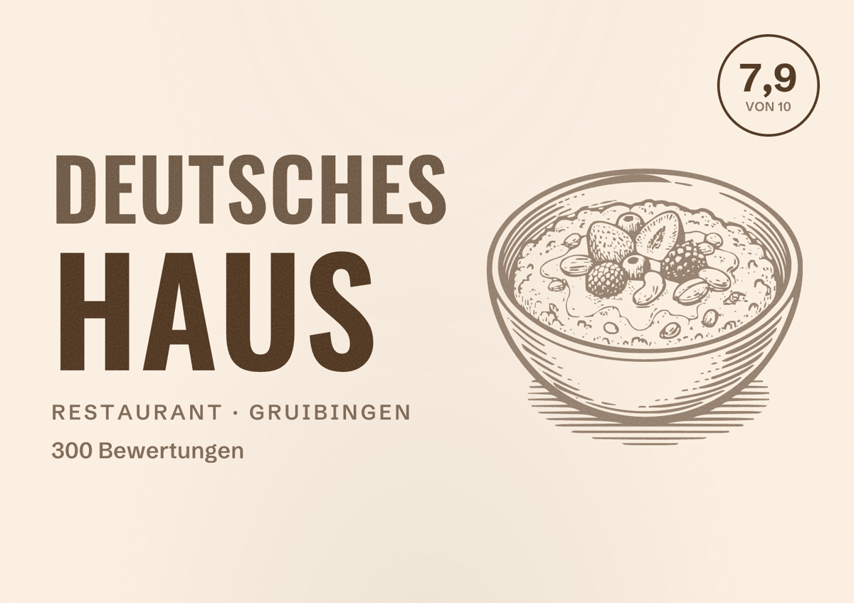 Illustriertes Poster von Deutsches Haus, Restaurant in Gruibingen: Bewertung 7,9 von 10 aus 300 Bewertungen