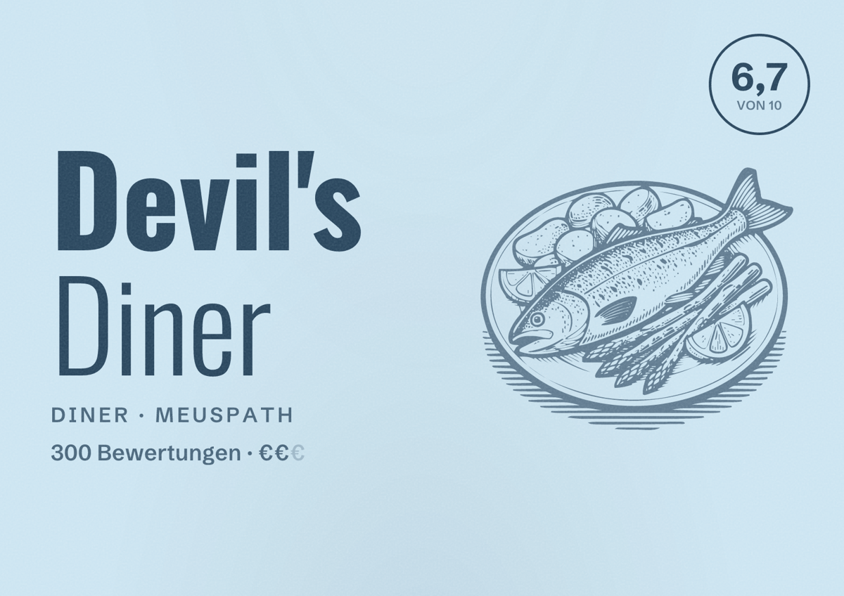 Illustriertes Poster von Devil's Diner, Diner in Meuspath: Bewertung 6,7 von 10 aus 300 Bewertungen, Preisniveau €€